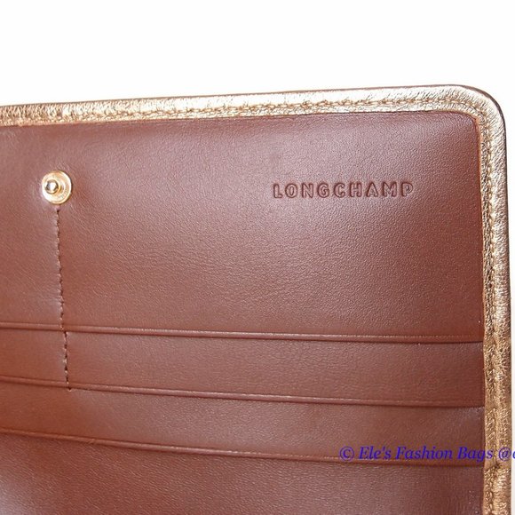 NIB Longchamp LM Cuir Leather Flap Snap Wallet BROWN 100% AUTHENTIC - Picture 12 of 14